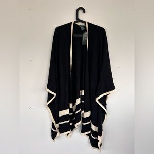 Ralph Lauren Black Cream Poncho/Shawl